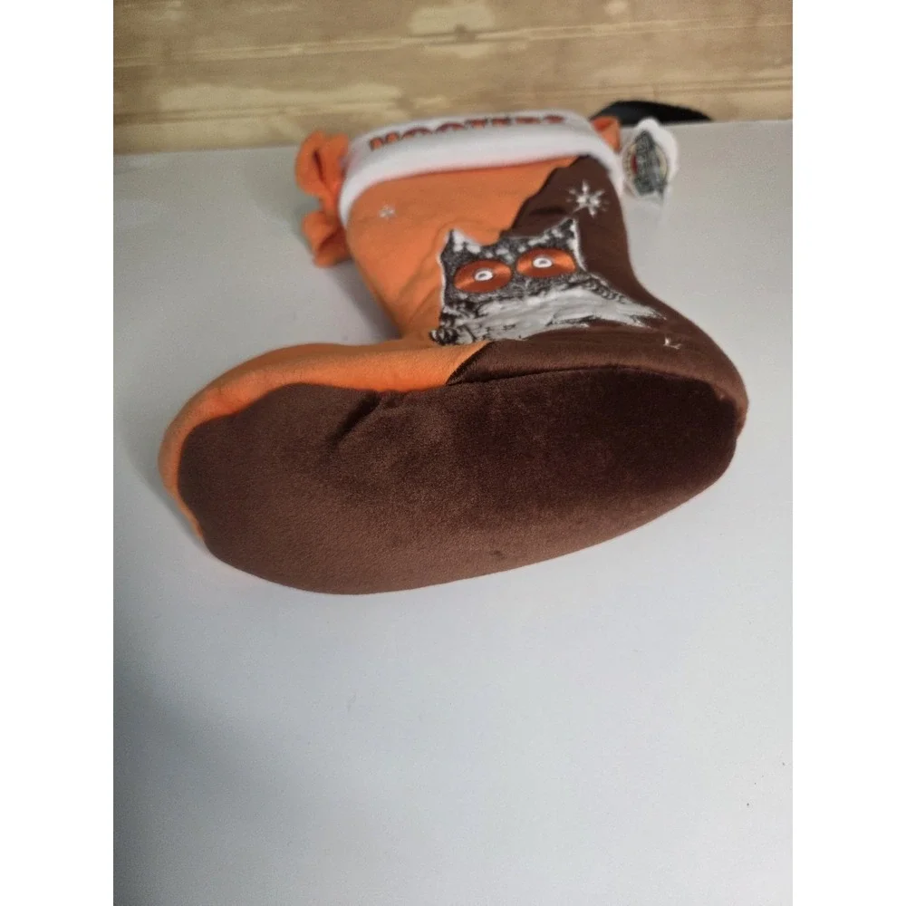 Hooters Christmas Stocking Orange Brown Embroidered Weighted New‎